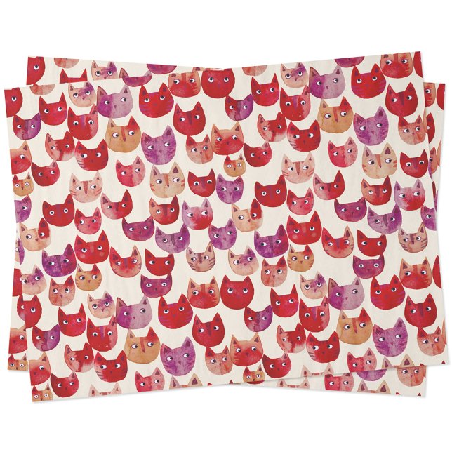 Fun Colourful Watercolor Cat Pattern Tissue Paper (Fun watercolor colorful kitty cat tissue paper for animal lovers)