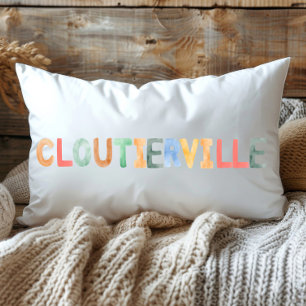 Fun Colourful Watercolor Cloutierville Louisiana Lumbar Cushion