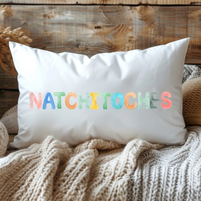 Fun Colourful Watercolor Natchitoches Louisiana Lumbar Cushion (Creator Uploaded)