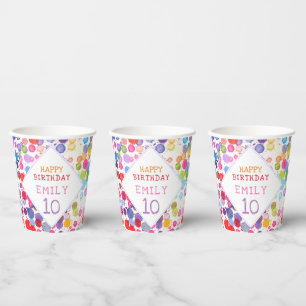 Fun Colourful Watercolor Paint Blots Kids Birthday Paper Cups
