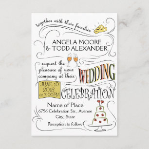 Fun, colourful wedding invitation design