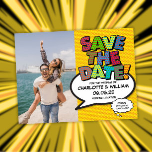 Fun Colourful Wedding Save The Date Photo  Announcement Postcard
