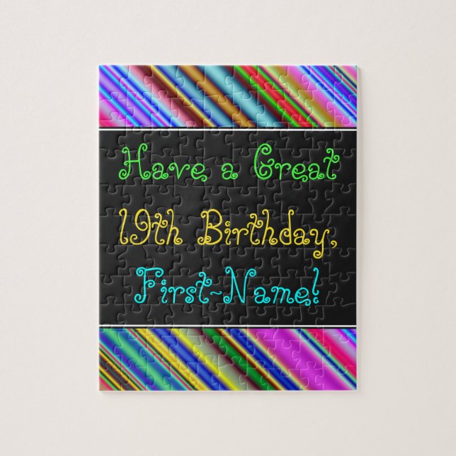 Fun, Colourful, Whimsical 19th Birthday Puzzle (Vertical)