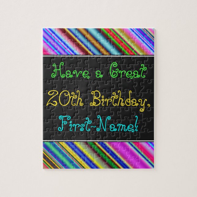 Fun, Colourful, Whimsical 20th Birthday Puzzle (Vertical)