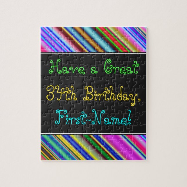 Fun, Colourful, Whimsical 34th Birthday Puzzle (Vertical)