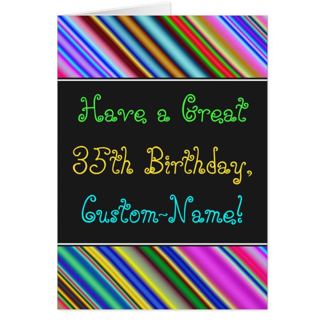 Fun, Colourful, Whimsical 35th Birthday Card (Front)