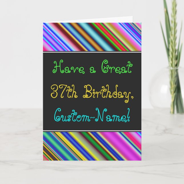 Fun, Colourful, Whimsical 37th Birthday Card (Front)