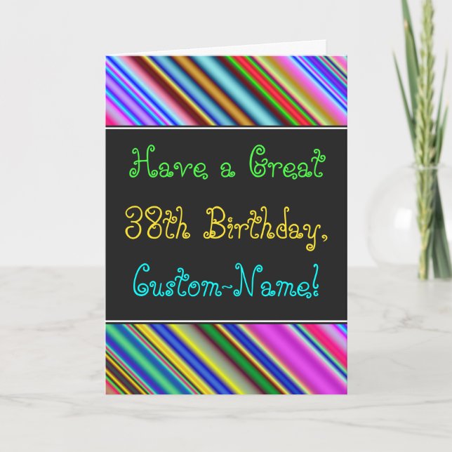 Fun, Colourful, Whimsical 38th Birthday Card (Front)