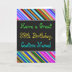 Fun, Colourful, Whimsical 38th Birthday Card