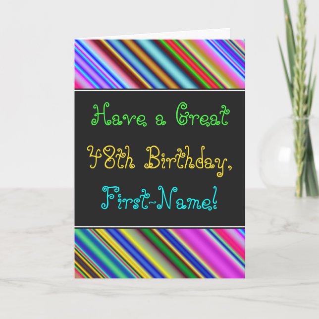 Fun, Colourful, Whimsical 48th Birthday Card (Front)