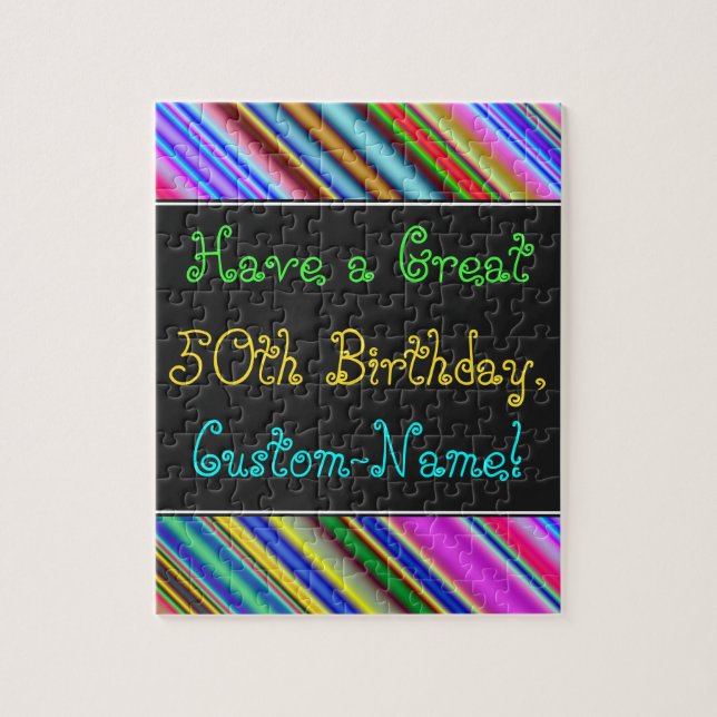 Fun, Colourful, Whimsical 50th Birthday Puzzle (Vertical)