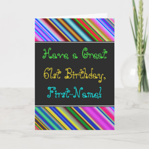 Fun, Colourful, Whimsical 61st Birthday Card