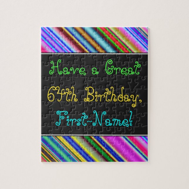 Fun, Colourful, Whimsical 64th Birthday Puzzle (Vertical)