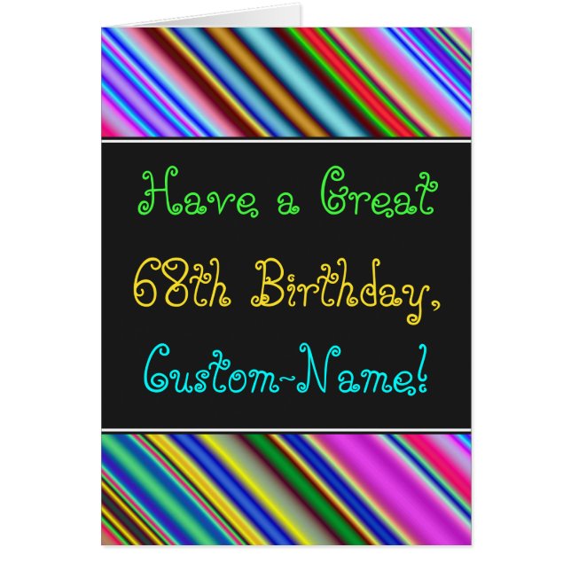 Fun, Colourful, Whimsical 68th Birthday Card (Front)