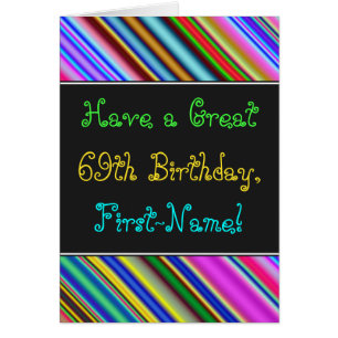 Fun, Colourful, Whimsical 69th Birthday Card