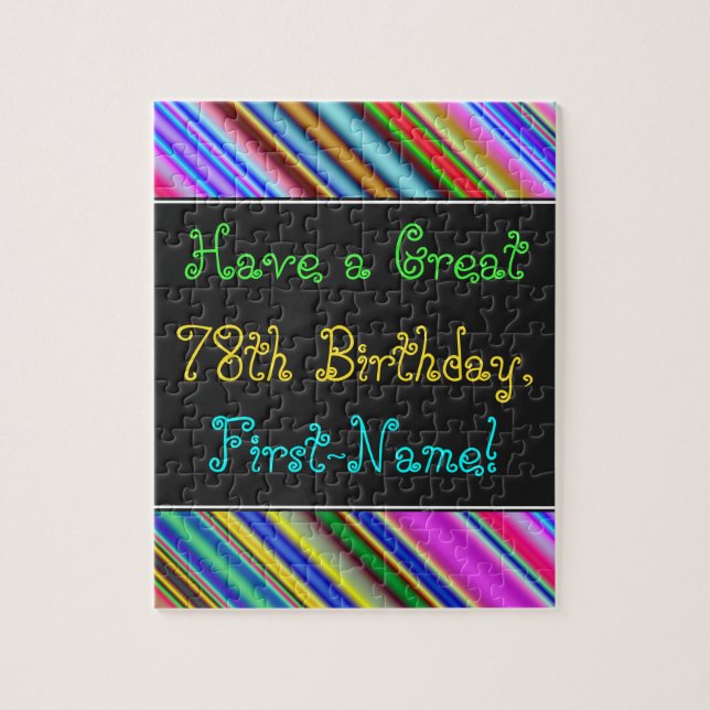 Fun, Colourful, Whimsical 78th Birthday Puzzle (Vertical)