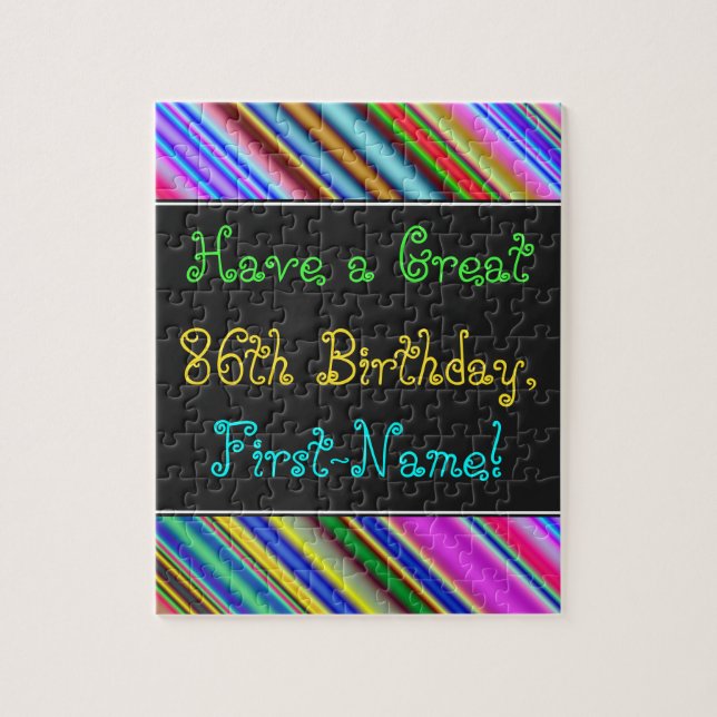 Fun, Colourful, Whimsical 86th Birthday Puzzle (Vertical)
