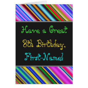 Fun, Colourful, Whimsical 8th Birthday Card