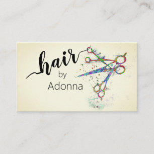 fun colourful whimsical scissors art ivory business card