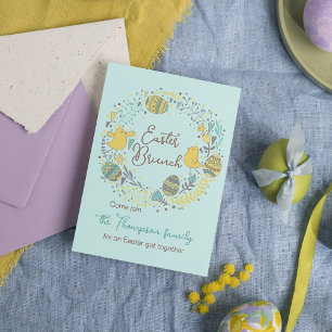 Fun Colourful Wreath Easter Brunch Egg Hunt Invitation