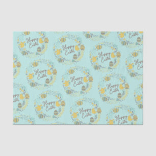 Fun Colourful Wreath Joyful Chicks Eggs Greeting Tissue Paper