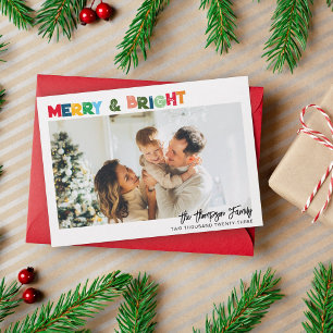 Fun Colours Merry and Bright Christmas Photo Holiday Card