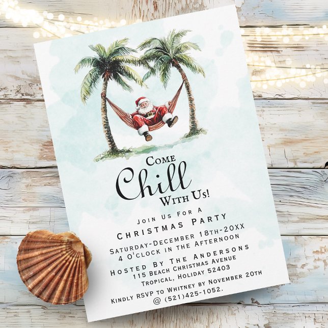 Fun Come Chill With Us Beach Christmas Party Invitation (Creator Uploaded)