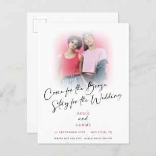 Fun Come For Booze Photo Save The Date Announcemen Announcement Postcard