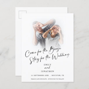 Fun Come For Booze Photo Save The Date Announcemen Announcement Postcard