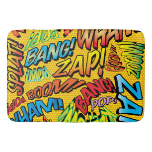 Fun Comic Book Modern Colourful Typography Bath Mat