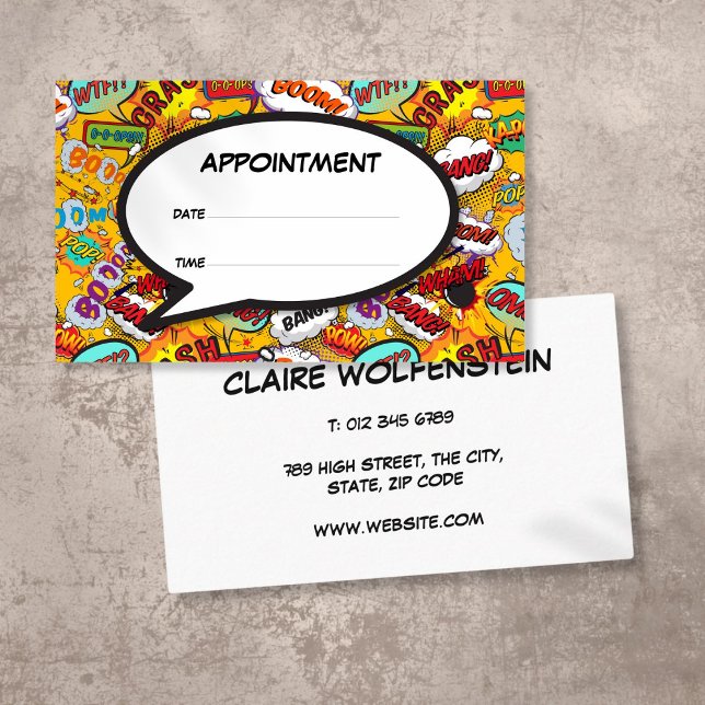 Fun Comic Book Speech Bubble Appointment Card (Fun Comic Book Speech Bubble Appointment Card)