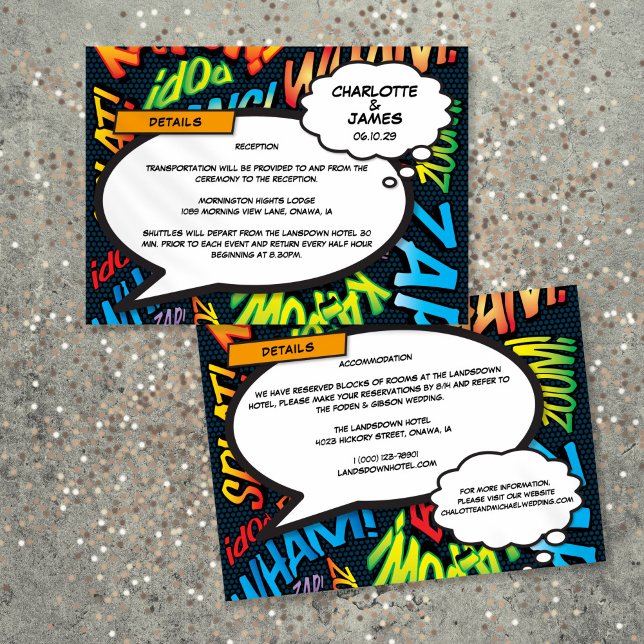 Fun Comic Book Wedding Details Information Enclosure Card (Fun Comic Book Wedding Details Information Enclosure Card)