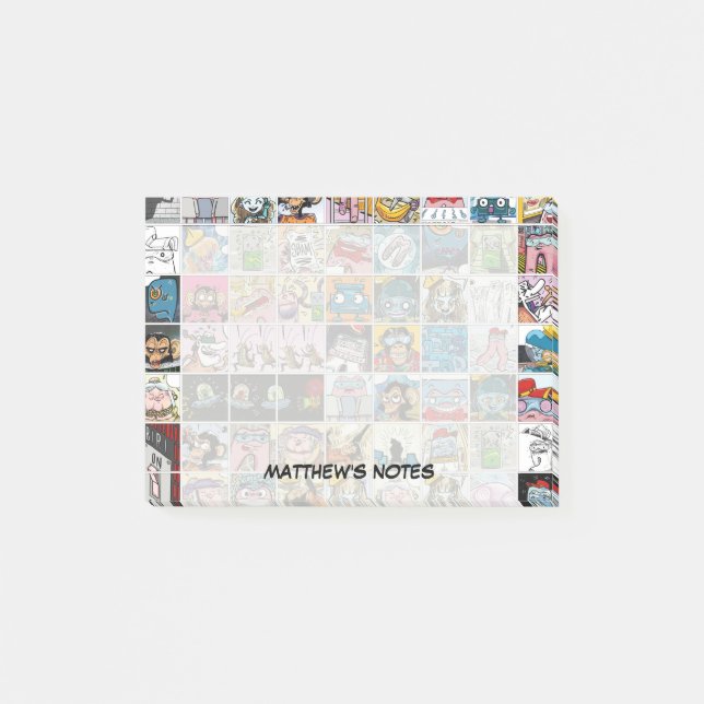 Fun Comic Characters Kids Pattern Personalised Pos Post-it Notes (Front)