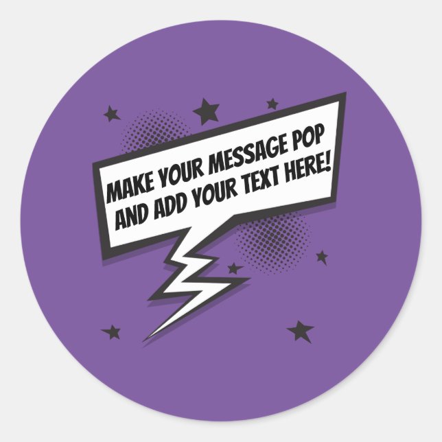 Fun comic style callout speech bubble classic round sticker (Front)