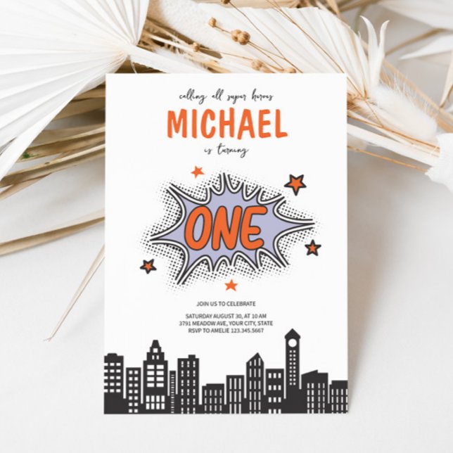 Fun Comics Book Superhero 1st Birthday Invitation  (Creator Uploaded)