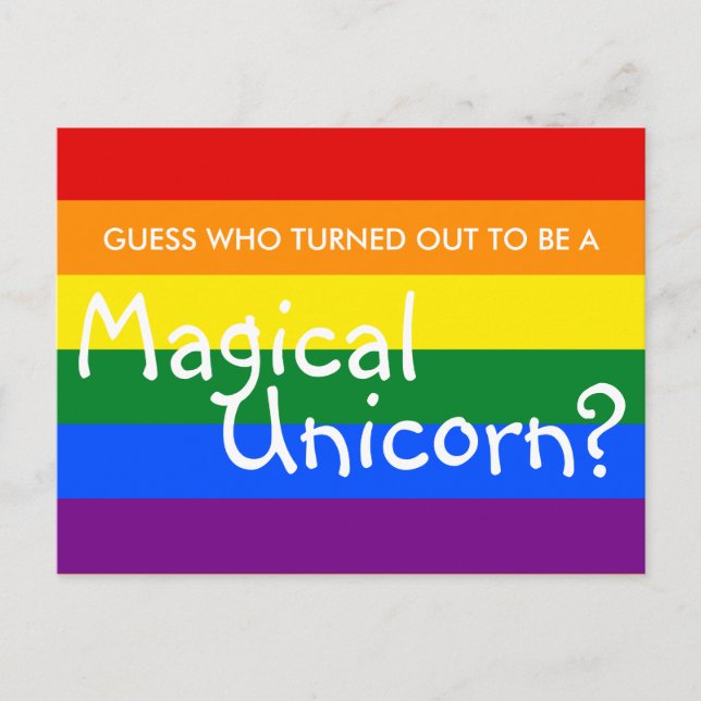 Fun Coming Out Magical Unicorn (Customisable Text) Postcard (Front)