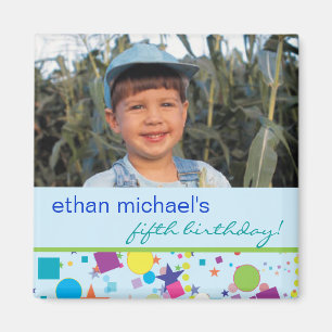 Fun Confetti Birthday Photo Magnet