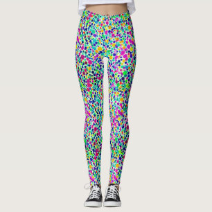Fun Confetti Colourful Dots Watercolor Pattern Leggings
