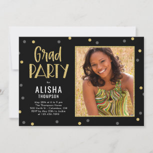Fun Confetti EDITABLE COLOR Graduation Invitation