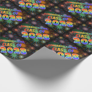 Fun "CONGRATULATIONS, CLASS OF 2023" (Fireworks) Wrapping Paper