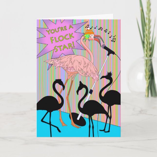 Fun Congratulations with Singing Flamingo  Card (Front)