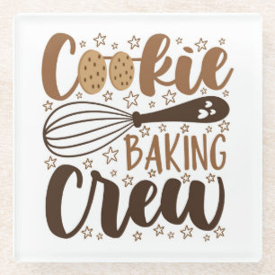 Fun Cookie Baking Crew Design Glass Coaster