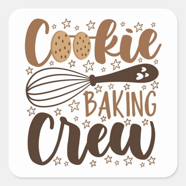 Fun Cookie Baking Crew Design Square Sticker (Front)