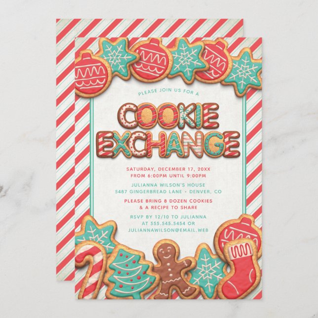 Fun Cookie Exchange Holiday Party  Invitation (Front/Back)