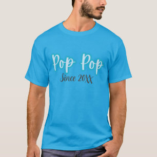 Fun Cool Blue Text Pop Pop Since Grandfather Men’s T-Shirt