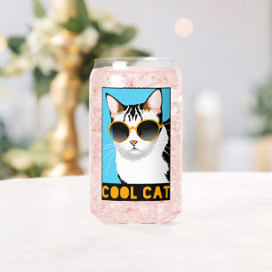 Fun Cool Cat Can Glass
