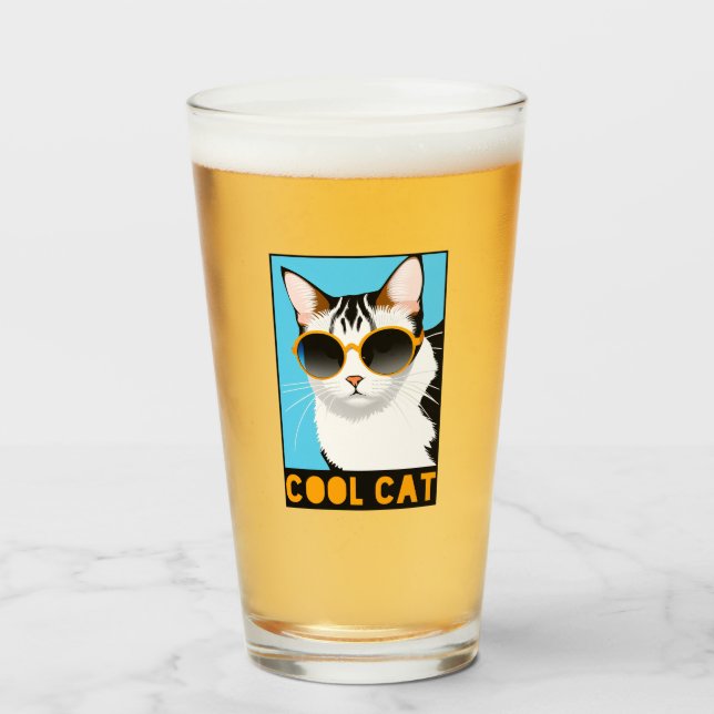 Fun Cool Cat Glass (Front Filled)
