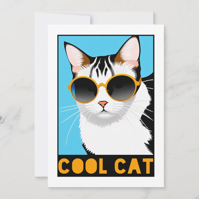 Fun Cool Cat Invitation (Front)