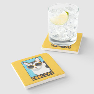 Fun Cool Cat Stone Coaster