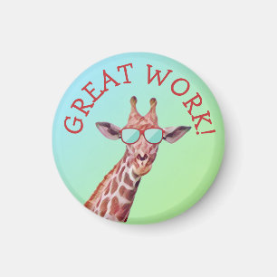Fun Cool Cute Giraffe Great Work Quote Teacher Magnet